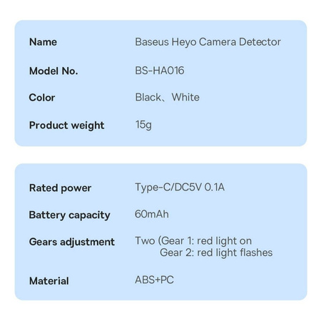 Baseus Heyo versteckter Kameradetektor schwarz (FMHY000001)
