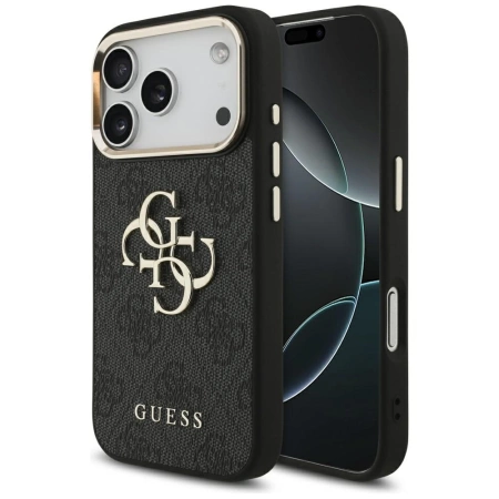Guess 4G Big 4G Classic Logo Hülle für iPhone 17 Pro - Schwarz und Gold