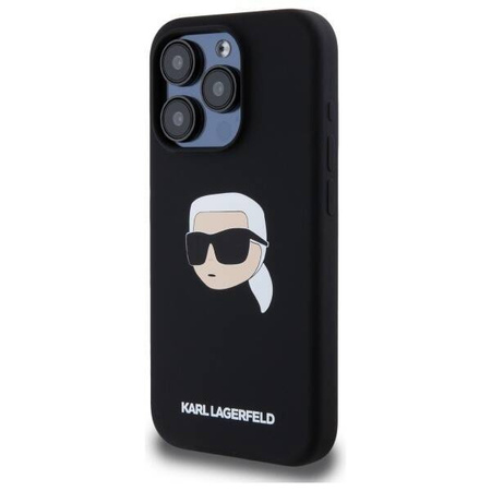 KARL LAGERFELD futerał do IPHONE 15 Pro kompatybilny z MagSafe KLHMP15LSKHPPLK (SIL KL Head Print) black