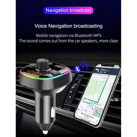 Transmiter FM MP3 z bluetooth 5.0 + czytnik kart pamieci + 2xUSB QC3.0 BC52L