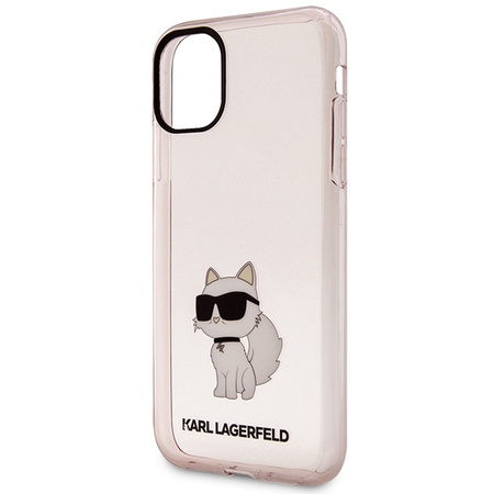 Original Handyhülle IPHONE 11 / XR Karl Lagerfeld Hardcase Ikonik Choupette (KLHCN61HNCHTCP) rosa