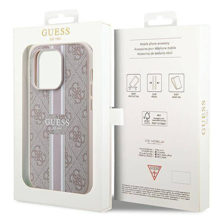 Guess nakładka do iPhone 15 Pro Max 6,7&quot; GUHMP15LP4RPSP HC MAGSAFE 4G PRINTED STRIPES różowa