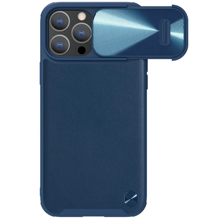 Nillkin CamShield Leather S Case iPhone 14 Pro case with camera cover blue