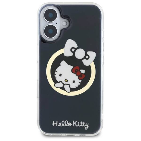 Original Case IPHONE 16 Hello Kitty Hardcase IML Fun Bow MagSafe (HKHMP16SHFLBK) black