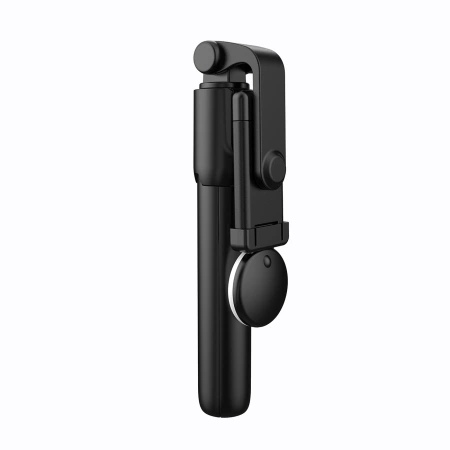 Selfie stick WH1YXS telescopic tripod 1m with round lamp and phone holder - black