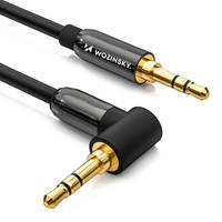 Wozinsky AUX-Kabel gewinkelt (männlich-männlich) Miniklinkenkabel 3m schwarz