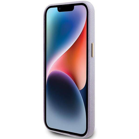 Etui Guess Glitter Glossy Script do iPhone 15 Pro Max - liliowe