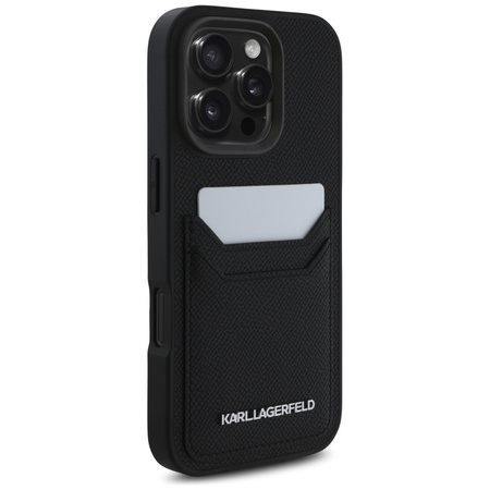Original Case IPHONE 16 PRO Karl Lagerfeld HC Grained PU Cardslot Metal Elong black