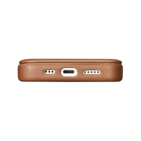 iCarer CE Premium Leather Folio Case skórzane etui iPhone 14 Pro z klapką magnetyczne MagSafe brązowy (WMI14220714-BN)