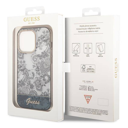 Guess GUHCP14XHGPLHG iPhone 14 Pro Max 6,7 "Grau / Graue Hartschalen-Porzellankollektion
