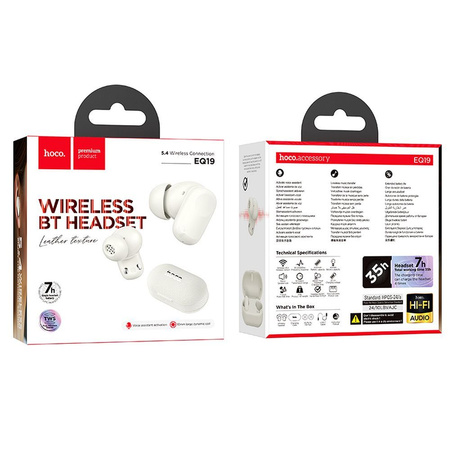 HOCO słuchawki bezprzewodowe bluetooth TWS EQ19 białe