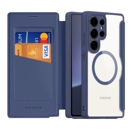 Etui Dux Ducis Skin X Pro na Samsung Galaxy S25 Ultra z MagSafe i portfelem - niebieskie
