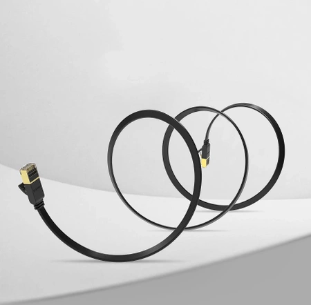 Ugreen Flat Cable Internet Network Cable Ethernet Patchcord RJ45 Cat 7 STP LAN 10 Gbps 10m Black (NW106 11265)
