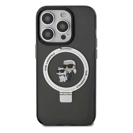 Original Case IPHONE 14 PRO Karl Lagerfeld Hardcase Ring Stand Karl&Choupettte MagSafe (KLHMP14LHMRSKCK) black