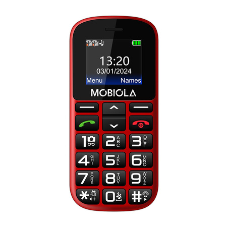 TELEFON GSM MOBIOLA  MB200 2G TELEFON DLA SENIORA CZERWONY
