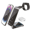 Ładowarka indukcyjna Forcell F-Energy 3w1 Simply Charge kompatybilna z Apple Watch i Samsung Watch szara