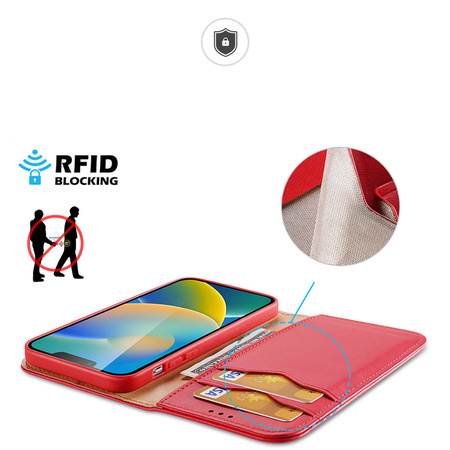 Dux Ducis Hivo echt Leder booktype case schutzhülle aufklappbare hülle für iPhone 14 Plus rot