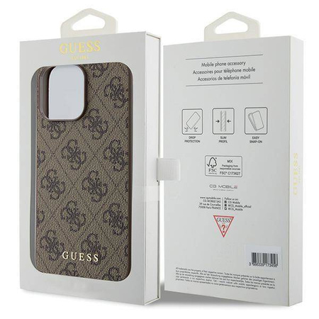 Etui Guess 4G Metal Gold Logo na iPhone 15 Pro Max - brązowe
