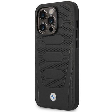 Original Handyhülle IPHONE 14 PRO BMW Leather Seats Pattern MagSafe MagSafe (BMHMP14L22RPSK) schwarz