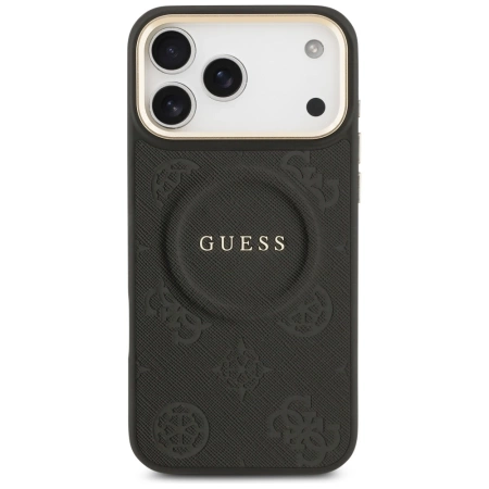 Etui Guess Peony Hot Stamp MagSafe na iPhone 17 Pro Max - czarne