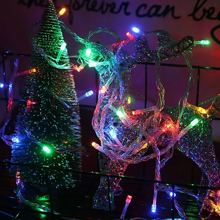 Lampki choinkowe LED - 5m/50 lampek wielokolorowe/multicolor zasilane bat. 3xAA EHD-LS02