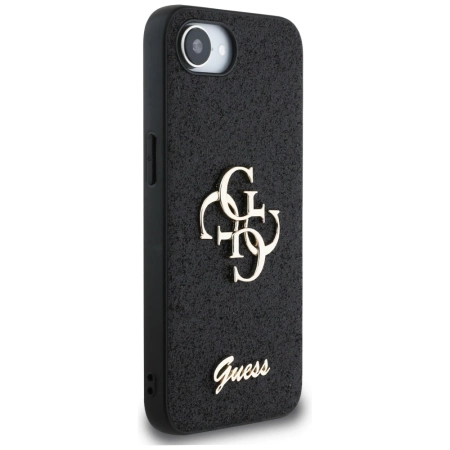 Guess Fixed Glitter Big 4G Case für iPhone 16e - Schwarz