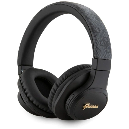 Guess Leather Tone On Tone Script Bluetooth 4G Over-Ear Headphones - Black