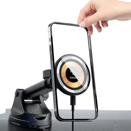 Uchwyt magnetyczny z ładowarką indukcyjną MagSafe na kokpit 15W Dudao F12MAX+ - czarna