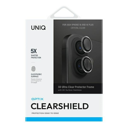 UNIQ Optix Clear Camera Lens Protector iPhone 16 6.1" / 16 Plus 6.7" crystal clear szkło na obiektyw aparatu z aplikatorem