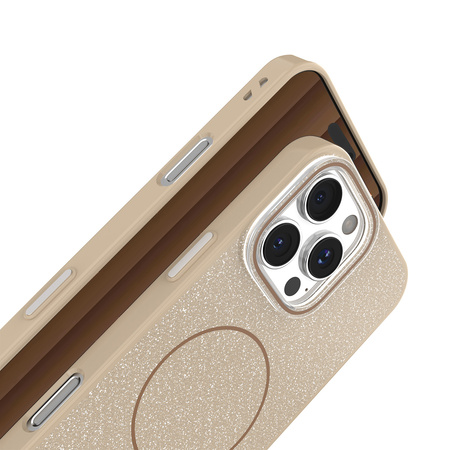 Nakładka Glitter Thin Mag do iPhone 14 Pro 6,1" brązowa