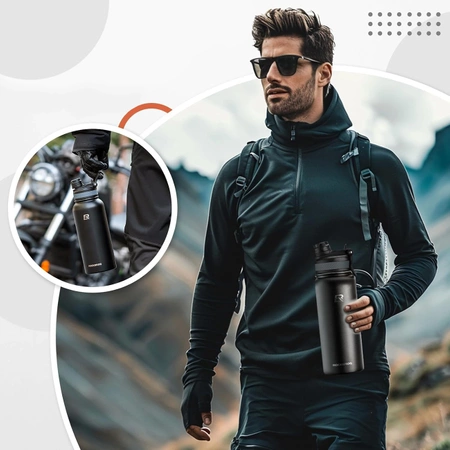 Bidon termiczny Rockbros 35210029002 rowerowy na napoje 650 ml - czarny