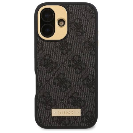Original Case IPHONE 16 Guess Hardcase 4G Logo Plate MagSafe (GUHMP16SU4GPRK) black