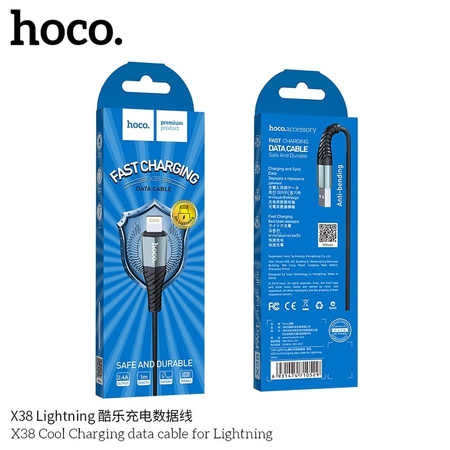 HOCO kabel USB do iPhone Lightning 8-pin COOL X38 1 metr czarny