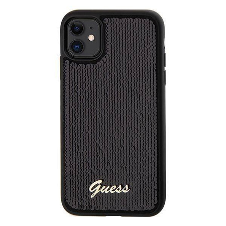 Guess nakładka do iPhone 11 GUHCN61PSFDGSK HC SEQUIN SCRIPT METAL czarna