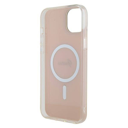 Oryginalne Etui APPLE IPHONE 15 PLUS Guess Hardcase IML Iridescent MagSafe (GUHMP15MHITSP) różowe
