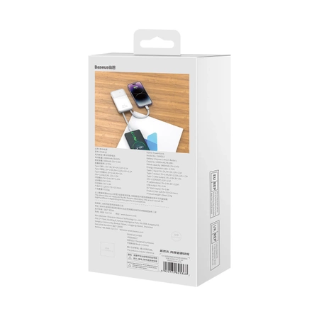 Baseus Comet Series powerbank with display 10000mAh 22.5W - white + USB-A - USB-C 0.3m cable - white