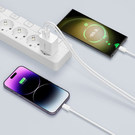 Wall Charger 2x USB-C PD 35W + Cable USB-C - USB-C white