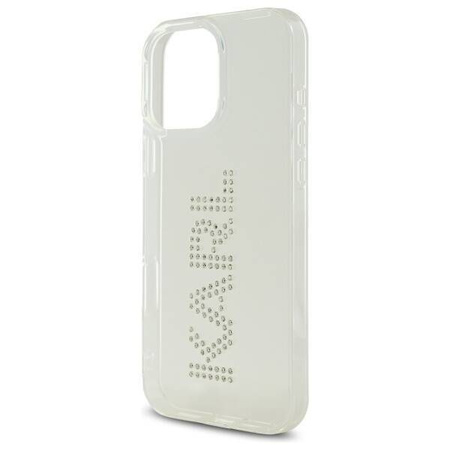 Original Handyhülle IPHONE 16 PRO MAX Karl Lagerfeld Hardcase IML Rhinestones Logo (KLHCP16XHKLSTDCT) transparent
