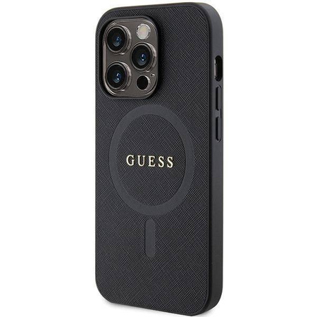 Original Case IPHONE 14 PRO MAX Guess Hardcase Saffiano MagSafe (GUHMP14XPSAHMCK) black