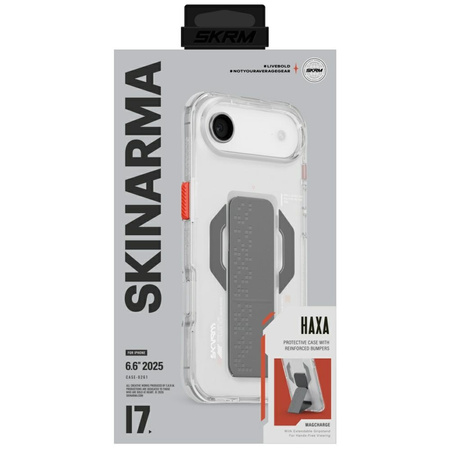 Etui Skinarma Haxa do iPhone Air Magnetic Charging + Grip Stand przezroczysty