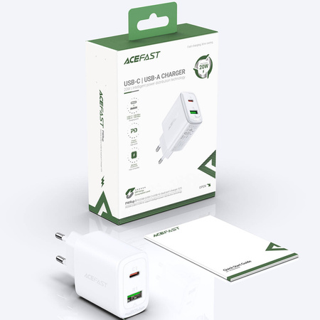 Acefast Wandladegerät USB Typ C / USB 20W, PPS, PD, QC 3.0, AFC, FCP weiß (A25 weiß)