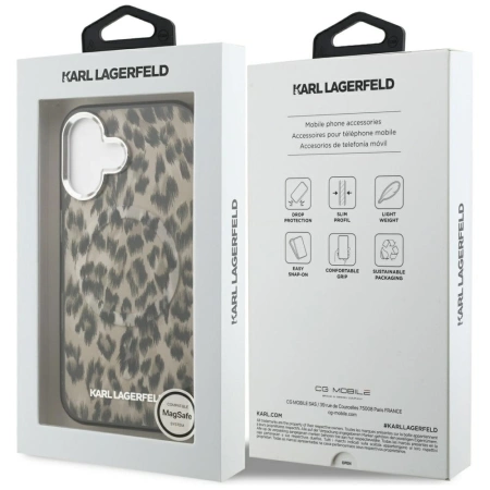Karl Lagerfeld IML Leopard Pattern MagSafe Case für iPhone 16 - Braun
