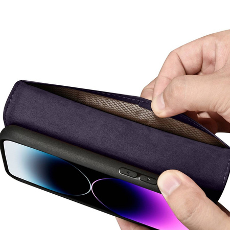 iCarer Wallet Case 2in1 iPhone 14 Pro Flip Leather Cover Anti-RFID dark purple (WMI14220726-DP)