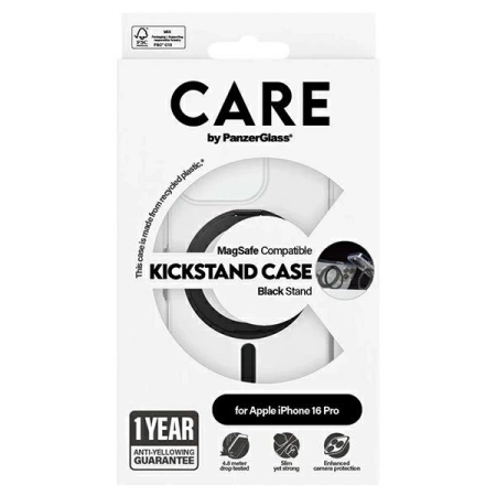 Etui CARE by PanzerGlass Feature Kickstand Case z MagSafe na iPhone 16 Pro - czarne