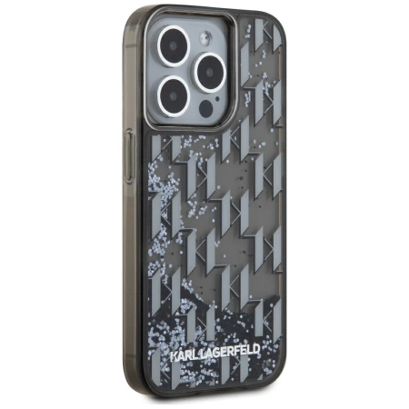 Etui Karl Lagerfeld Liquide Glitter Monogram Gradient na iPhone 15 Pro - czarne