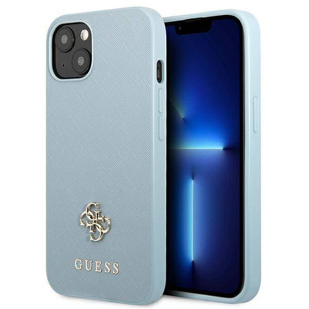 Original Handyhülle IPHONE 13 Guess Hardcase Saffiano 4G Small Metal Logo (GUHCP13MPS4MB) blau
