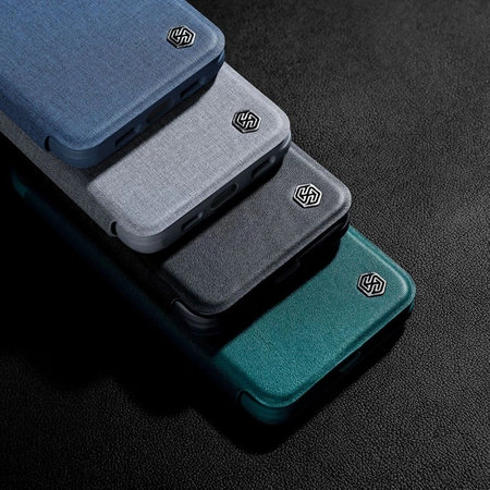 Nillkin Qin Leder Pro Hülle iPhone 14 Plus Kamerahülle Holsterhülle Klapphülle Grün