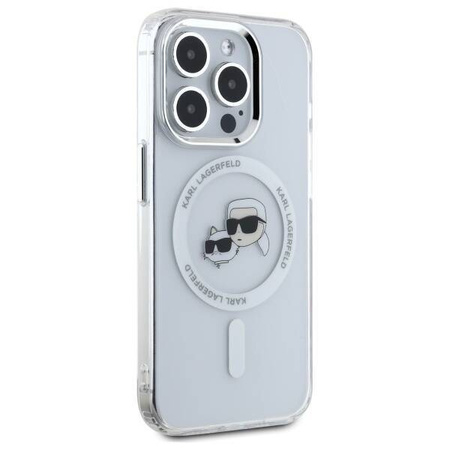 Etui Karl Lagerfeld IML Metal Karl&Choupette Head MagSafe na iPhone 15 Pro - białe