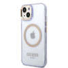 Guess Gold Outline Translucent MagSafe - Etui iPhone 14 (fioletowy)