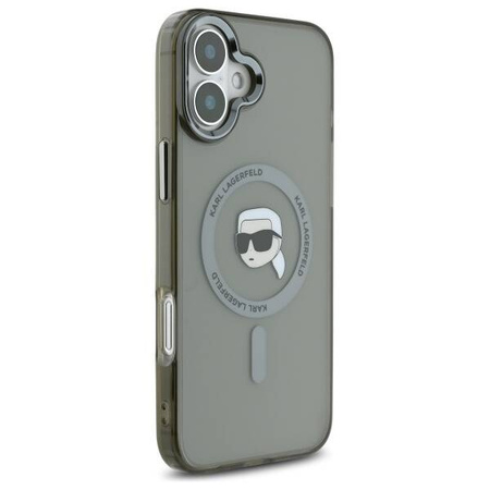 Karl Lagerfeld nakładka do iPhone 16 6,1" KLHMP16SHLSKIK czarna Hardcase IML Metal Karl Head MagSafe